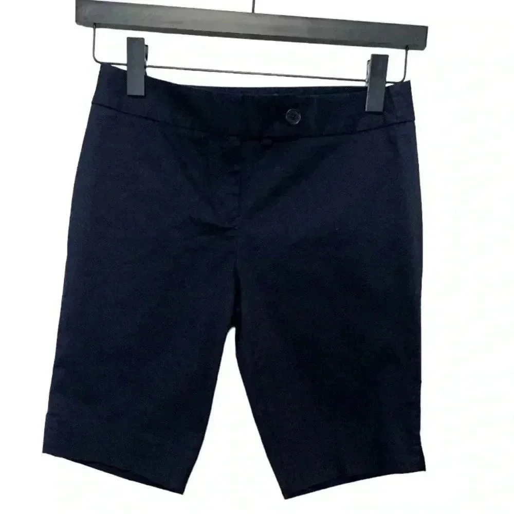 John New York Signature Petite Navy Blue Stretchy Bermuda Shorts